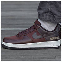 Мужские кроссовки Nike Air Force 1 Low Gore-Tex Brown, коричневые кожаные кроссовки найк аир форс лов гортекс