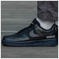 Мужские кроссовки Nike Air Force 1 Low Gore-Tex Black Blue, черные кожаные кроссовки найк аир форс лов гортекс