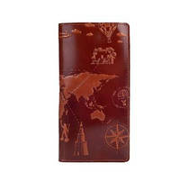 Бумажник универсальный из глянцевой кожи с художественным тиснением "7 чудес света"