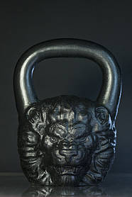 Дизайнерська спортивна гиря чавунна лита Lion 24 кг Чорна