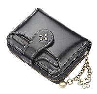 Стильний жіночий гаманець на блискавці зі штучної шкіри, чорний