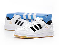Кросівки жіночі модні білі Adidas Forum Low. Весняні кросівки жіночі білі з чорним Адідас Форум, фото 6