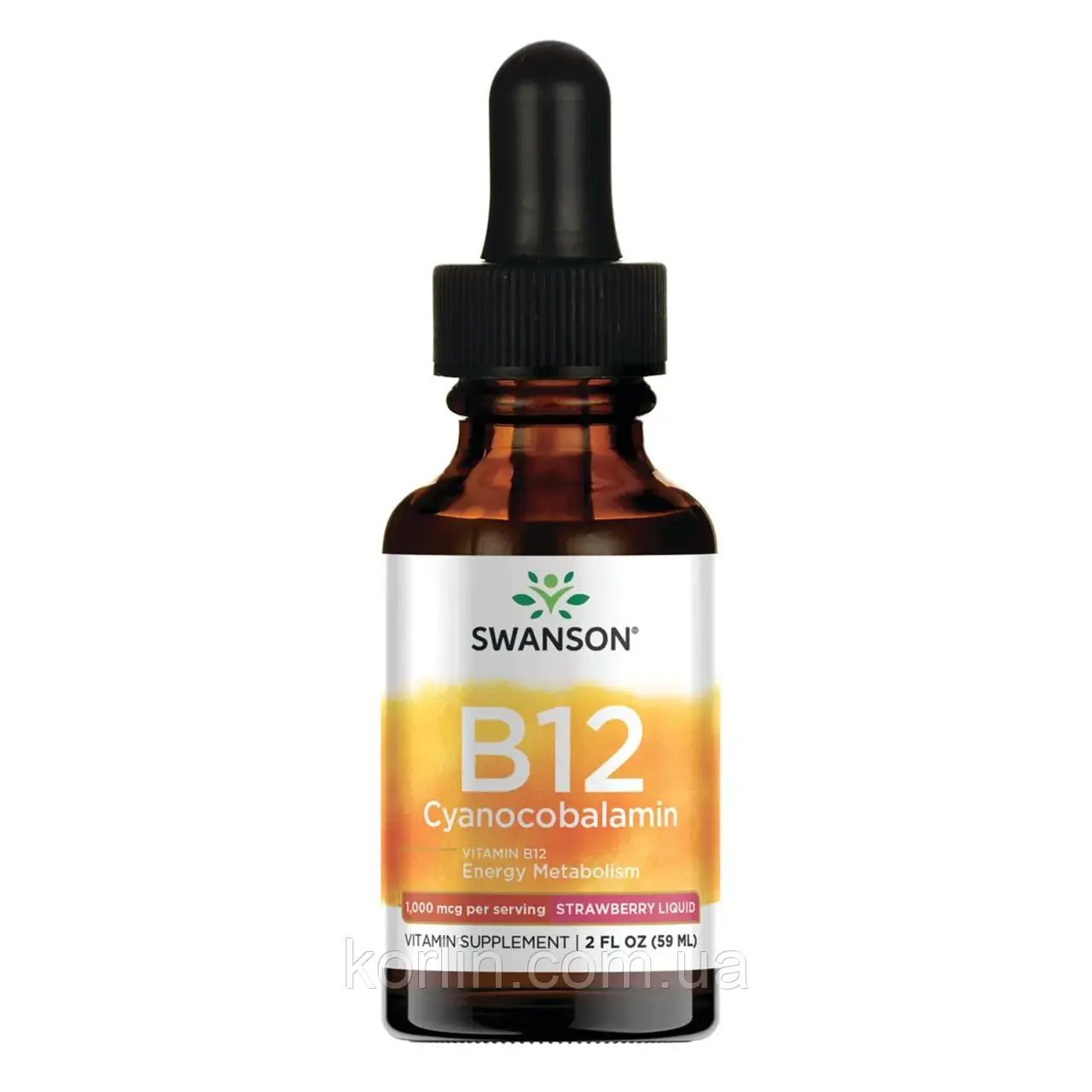 Вітамін В12 Ціанокобаламін рідина 59 мл Swanson Vitamin B12 Cyanocobalamin США Доставка з ЄС, фото 1