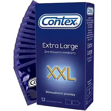 Латексні презервативи Contex XXL Extra Large №12 із силіконовою змазкою, збільшеного розміру