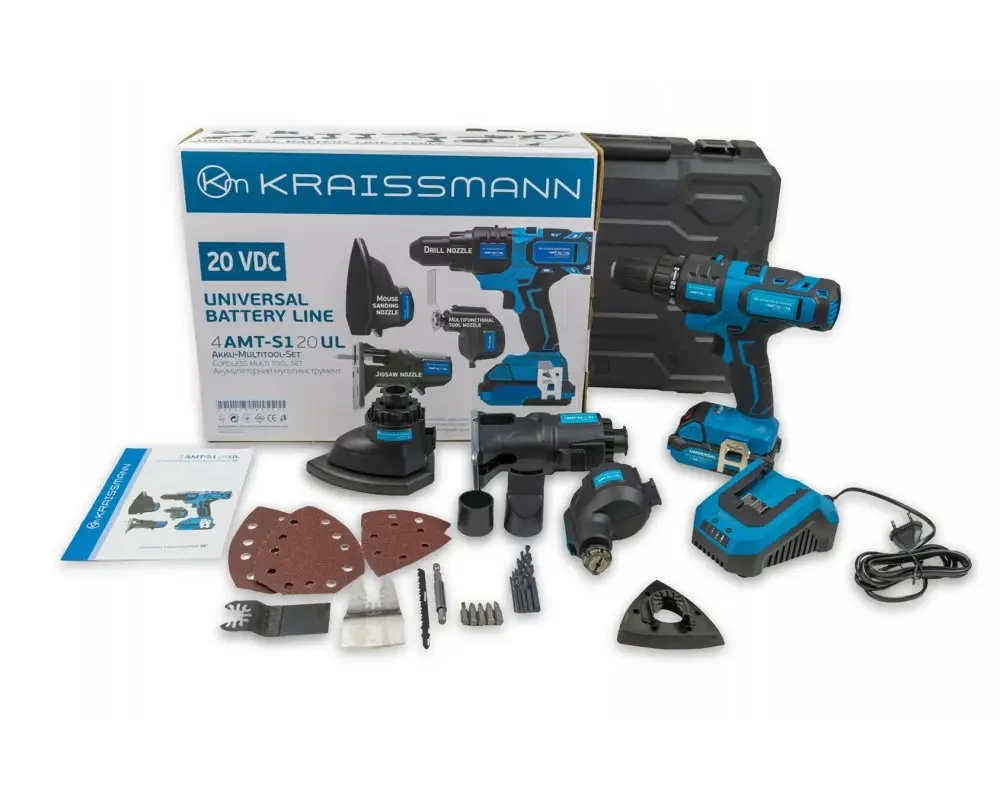 АКУМУЛЯТОРНІЙ МУЛЬТИІНСТРУМЕНТ KRAISSMANN 4 AMT-S1 20UL (4 В 1)