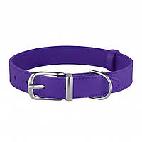 Ошейник кожаный для собак bronzedog именной натуральная кожа с гравировкой Classic Фиолетовый