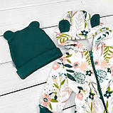 Прогулянковий набір для дівчаток на осінь Monstera комбінезон і шапка, фото 2