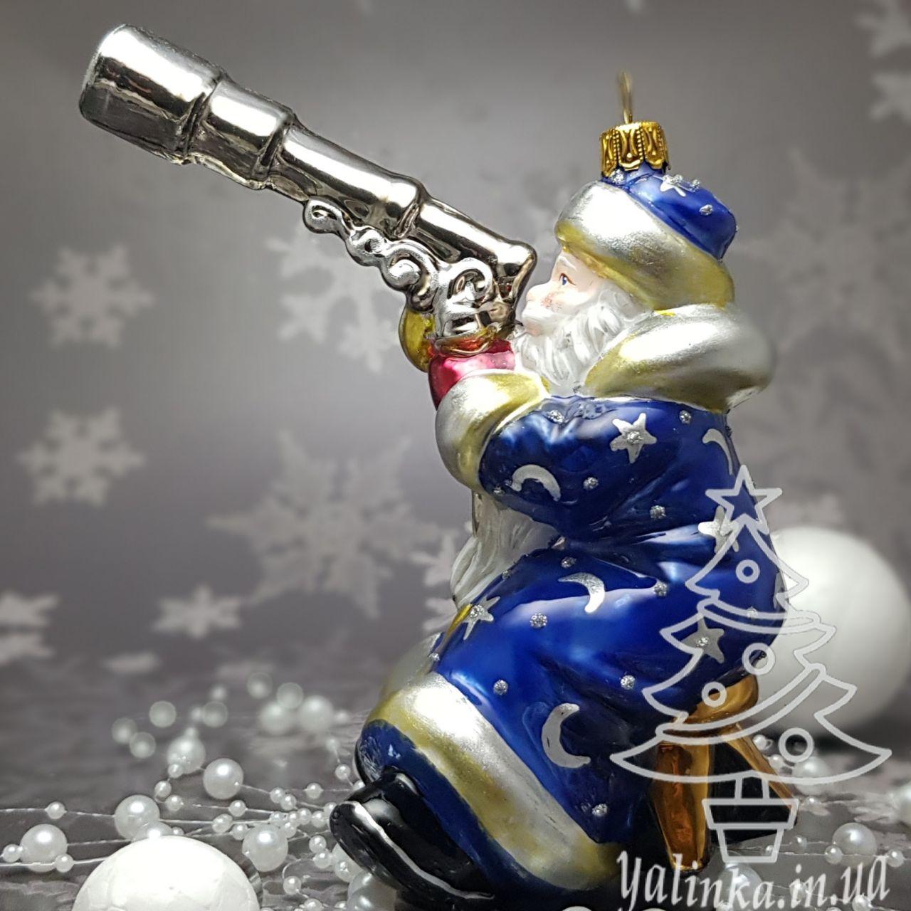 Скляна ялинкова іграшка Санта з трубою Святий Миколай   Komozja Family Santa Claus