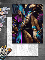 ЗОЛОТАЯ Картина по номерам "Art Millennium" АМ-0528 на холсте с золотыми красками "Колибри" 40*50см