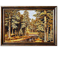 Картина "Сосновый бор" из янтаря 40х60