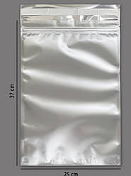 Пакет бандерольний (22*32 см) з зіпом з металізованого ПЕТ, срібний матовий