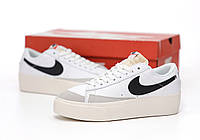 Nike Blazer Женские и подростковые кроссовки белые Найк Блазер Обувь женская белая с черным