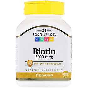 Біотин biotin 5000 мкг 21st century (110 капс)