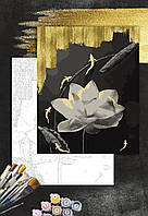 ЗОЛОТА Картина по номерам колекції "Art Millennium" АМ-0586 на полотні із золотими фарбами "Біла квітка" 40*50см