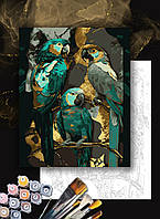 ЗОЛОТАЯ Картина по номерам "Art Millennium" АМ-0593 на холсте с золотыми красками "Папугаи" 60*80см