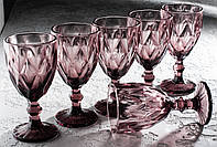 Набор бокалов «Кристалл», 340 мл, 9×9×17см, 6 шт, цвет розовый