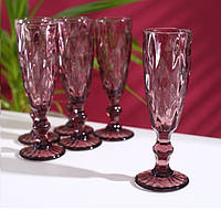 Набор бокалов для шампанского «Круиз», 160 мл, 7×20 см, 6 шт, цвет розовый