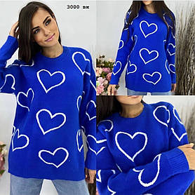 Светр подовжений з серцем 3000 вк