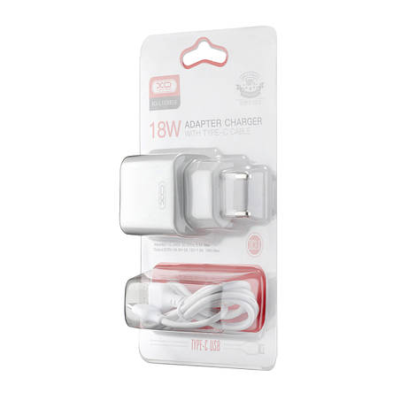 МЗП XO L103 ( EU ) QC3.0 18W Charger with TYPE-C cable ( NB103 ) White, фото 3