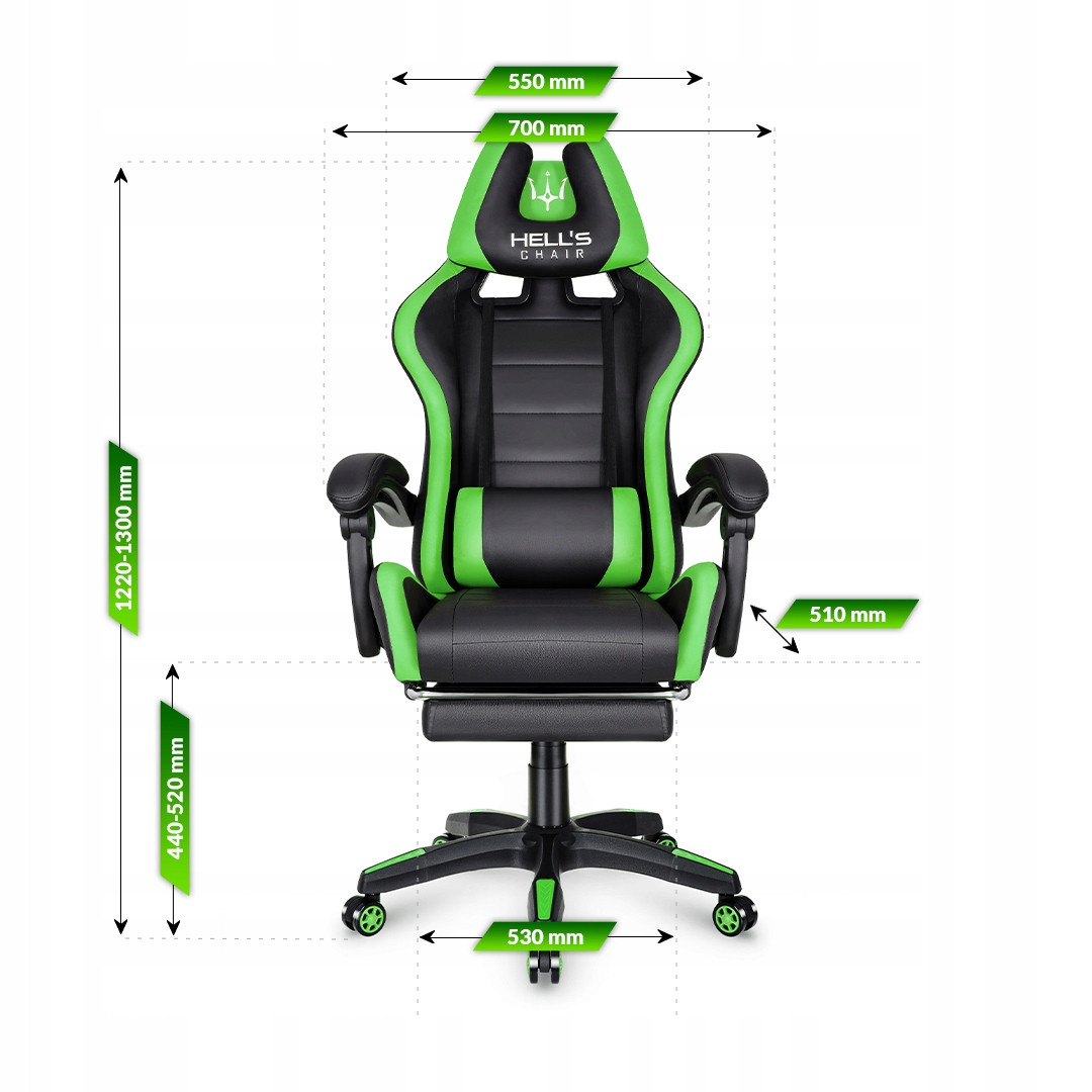 Игровое кресло Hell's Chair HC-1039 Зелёное - фото 2 - id-p1937313425