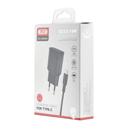 МЗП XO L92D ( EU ) QC3.0 18W with TYPE-C cable ( NB111 ) BLack, фото 3