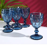 Набор бокалов «Сапфир», 240 мл, 9×8×17 см, 6 шт, цвет синий