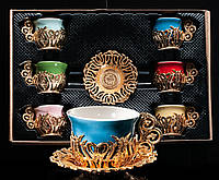 Набір кавових чашок "Колорит" 80 мл, 6 шт., колір золото 12 предметний.