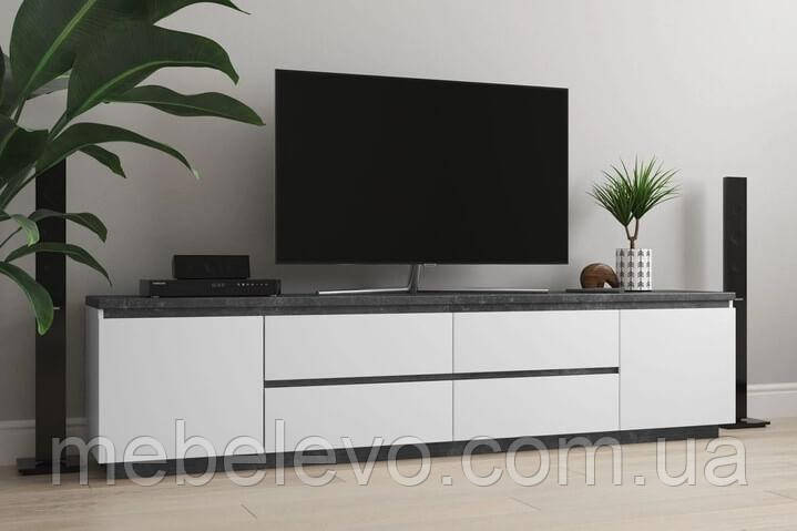 Тумба під телевізор Мія 550х2300х400мм бетон чорний + німфея альба Світ Меблів