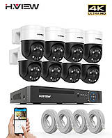 Комплект відеоспостереження IP поворотні камери PTZ H.View 8MP 4K Ai система розпізнавання облич подвійне аудіо