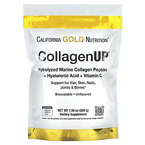 Морський колаген+гуалуроновая кислота+вітамін С California Gold Nutrition CollagenUP 206 г (41 порц.)