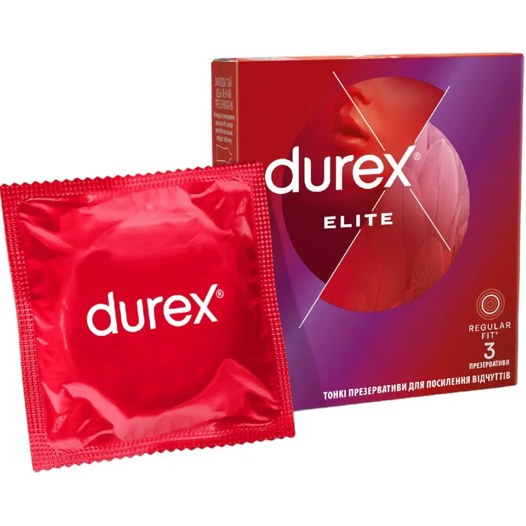 Презервативи латексні з силіконовою змазкою гладкі Durex Elite №3 ультратонкі
