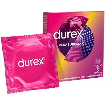 Презервативи ребристі латексні з лубрикантом Durex Pleasuremax №3 / Презерватив із ребристою поверхнею