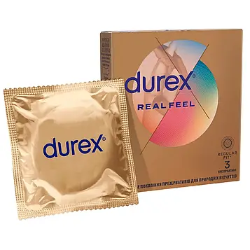 Презервативи ультратонкі латексні гладкі Durex Real Feel №3 для природних відчуттів із силіконовою змазкою