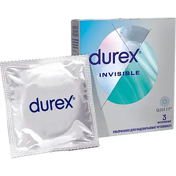 Презервативи ультратонкі латексні гладкі Durex Invisible №3 анатомічні з силіконовим лубрикантом