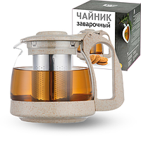 Заварювальний чайник 700мл (еко пластик+ боросилікатне, зміцнене скло)