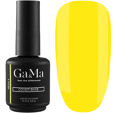 Кольорова база GaMa Cover Base Neon №009, 15 мл жовтий неон, фото 2