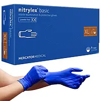 Нитриловые перчатки Mercator Medical Nitrylex BASIC ХL (9-10), синие, 100 шт