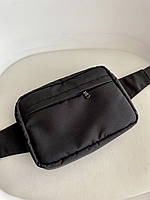 Сумка- слинг черная, текстильная сумка поясная, сумка на пояс мужская