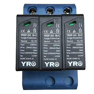 Обмежувач перенапруги YRO-YRSP-D2 1000VDC/3P (T1+T2)
