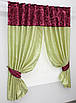 Уцінка! Шторки (270х170см.) з ламбрекеном і підхватами. Колір салатовий з бордовим. Код 073к 59-583, фото 2