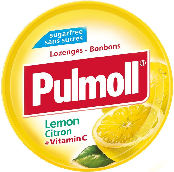 Льодяники Pulmoll Lemon + vit C лимон без цукру, 45 г, 10 шт/ящ