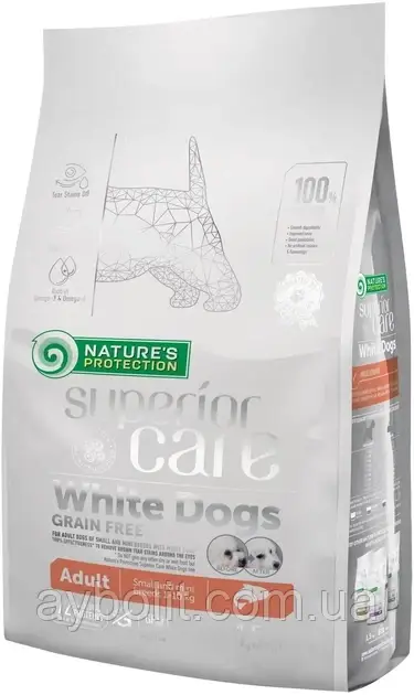 Сухий корм для дорослих собак малих порід білою шерстю Nature's Protection Superior Care лососем 1.5 кг