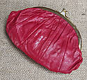 Гаманець - косметичка шкіряний червоний з металевою засувкою, фото 2