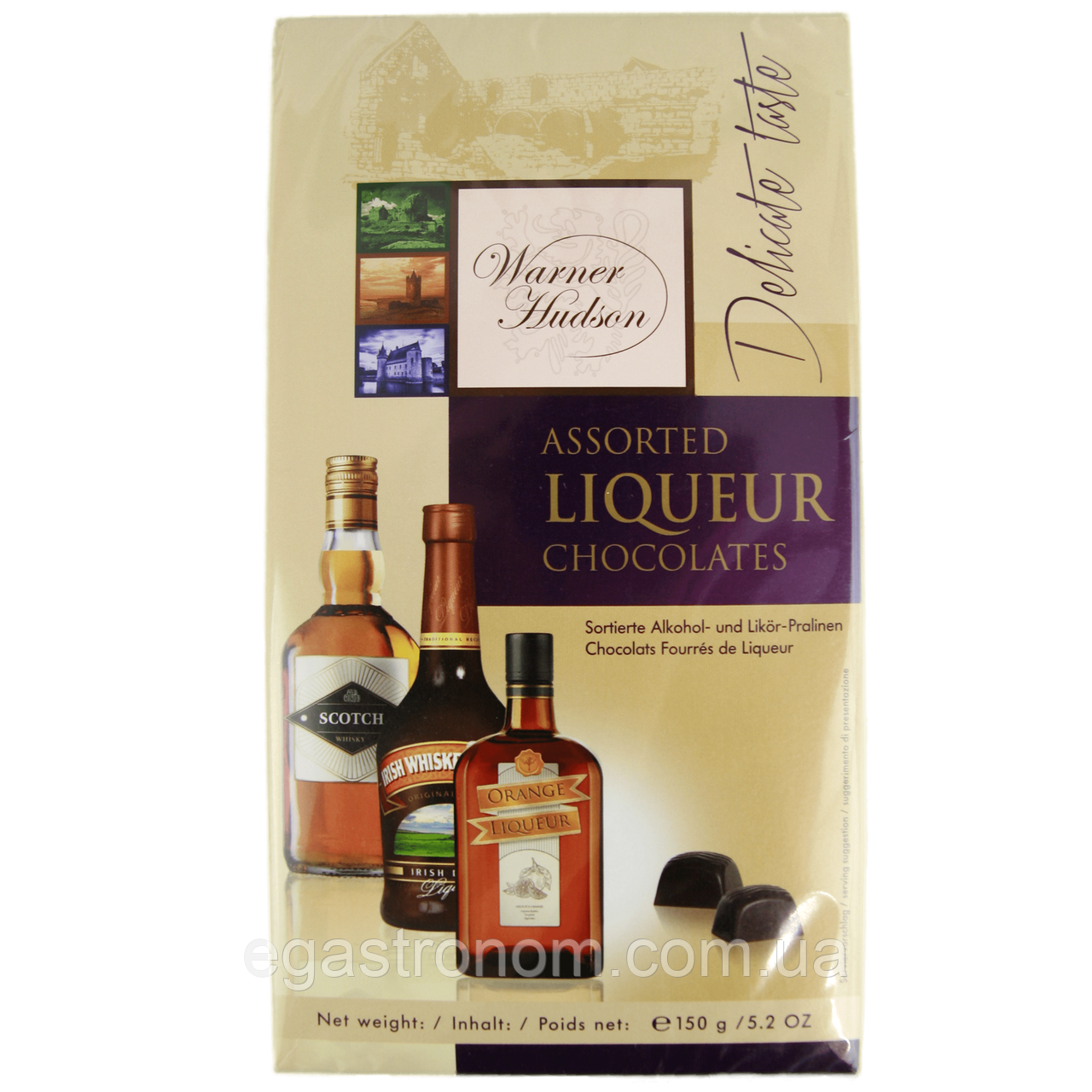Цукерки шоколадні лікерні асорті Уорнер Хадсон Warner Hudson assorted liqueur 150g 10шт/ящ (Код: 00-00014942), фото 1