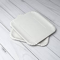 Тарелка бумажная квадратная ламинированная белая 210х210х5 мм 100 шт/уп (8 уп/ящ)