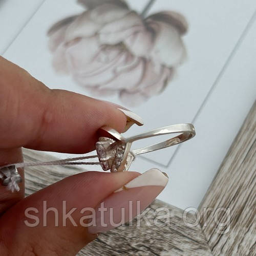 Кольцо серебряное с золотой вставкой и каплевидным цирконом - фото 9 - id-p1230453153