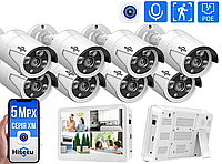 Комплект видеонаблюдения на 8 IP камер Hiseeu POE 5Мп с монитором