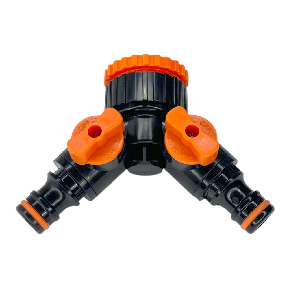 АР 1019 Адаптер-трійник з двома запірними кранами з внутрішнім різьбленням 1" і редуктором 3/4"-1"