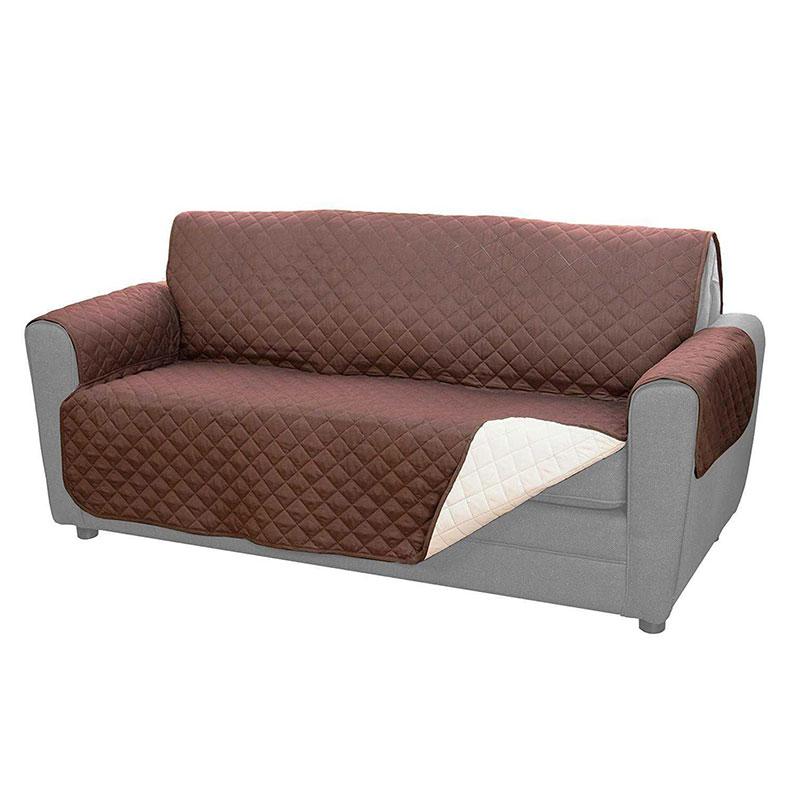 Стеганое покрывало на диван Couch Coat 165х125см, двустороннее покрывало на софу Бежево-коричневое (TO) - фото 2 - id-p1937457597