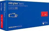 Нитриловые перчатки Mercator Medical Nitrylex BASIC L (8-9), синие, 100 шт